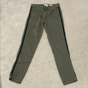 CHNO by Anthropologie Olive Green Pants with Velvet Trim size 26